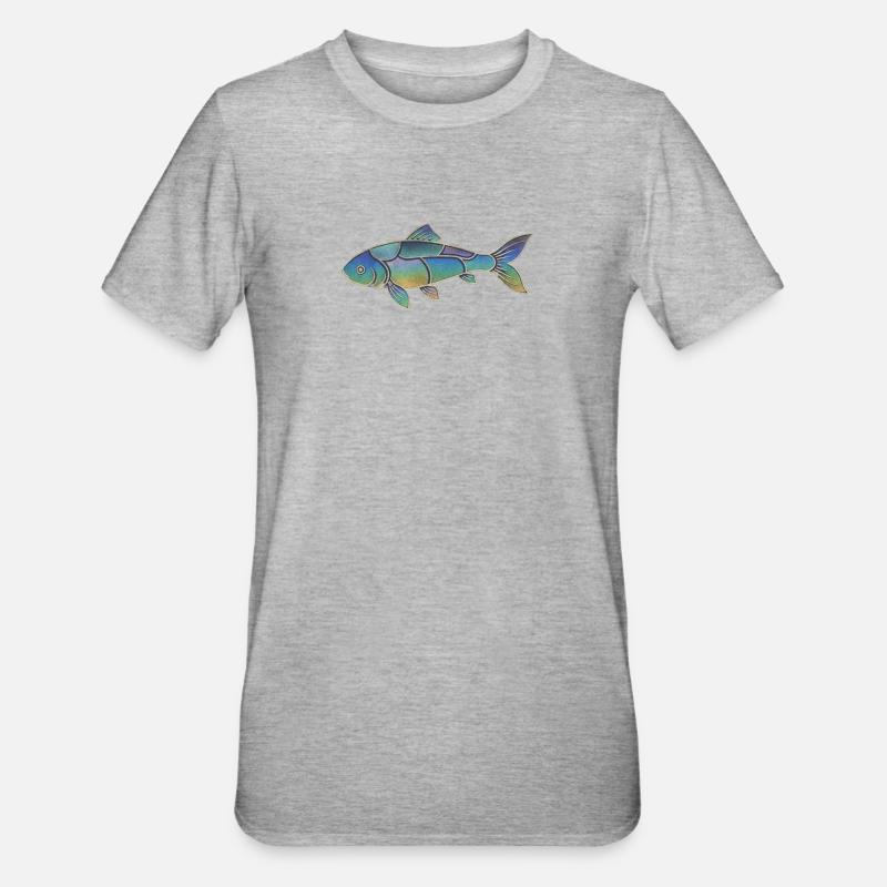 Gradient Pattern Iridescent Koi Fish - Unisex Polycotton T-Shirt - heather grey