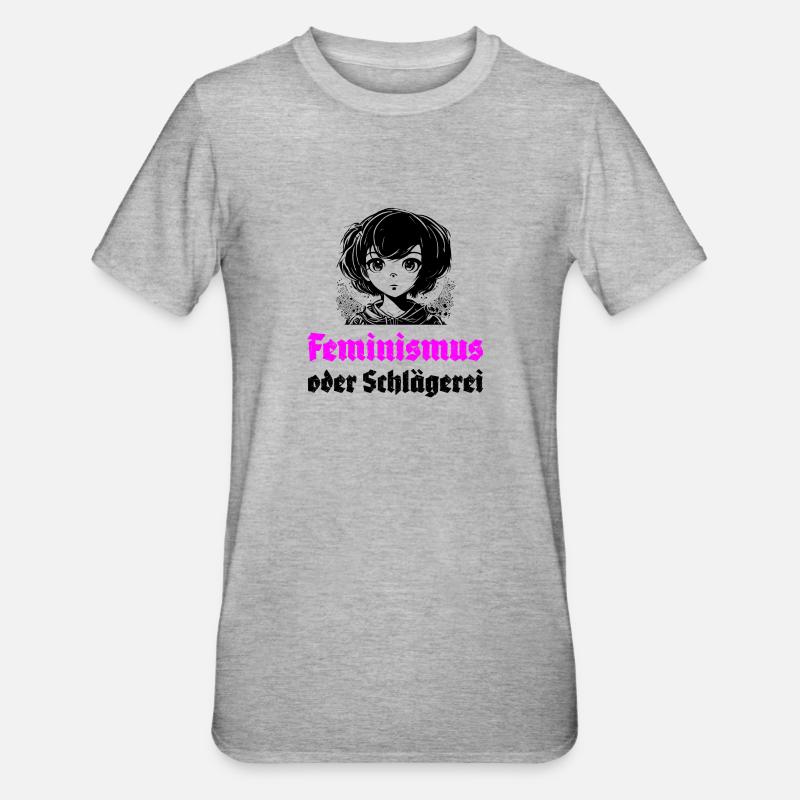 Feminismus oder Schlägerei - Unisex Polycotton T-Shirt - Grau meliert