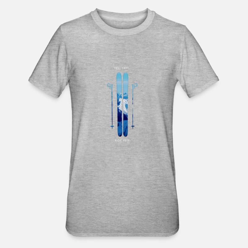Freeski - White - Unisex Polycotton T-Shirt - Grau meliert