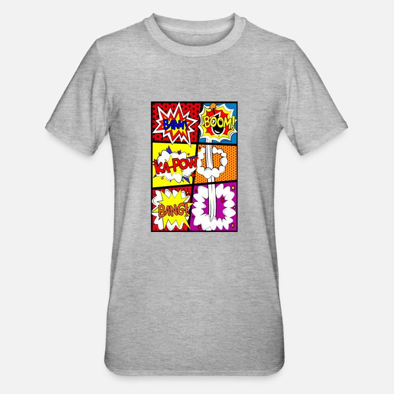 Comicstrip Comic-Strip Comic - Unisex Polycotton T-Shirt - Grau meliert