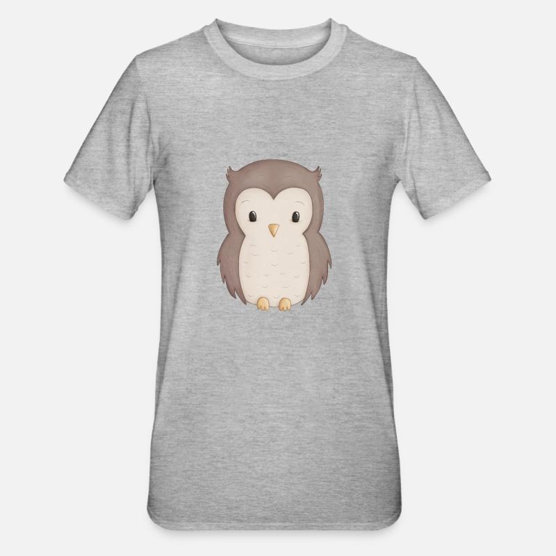 Eule - Unisex Polycotton T-Shirt - Grau meliert