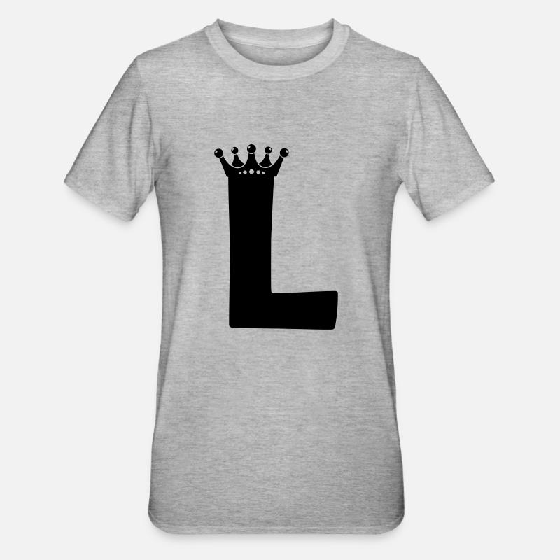Buchstabe L Krone - Unisex Polycotton T-Shirt - Grau meliert