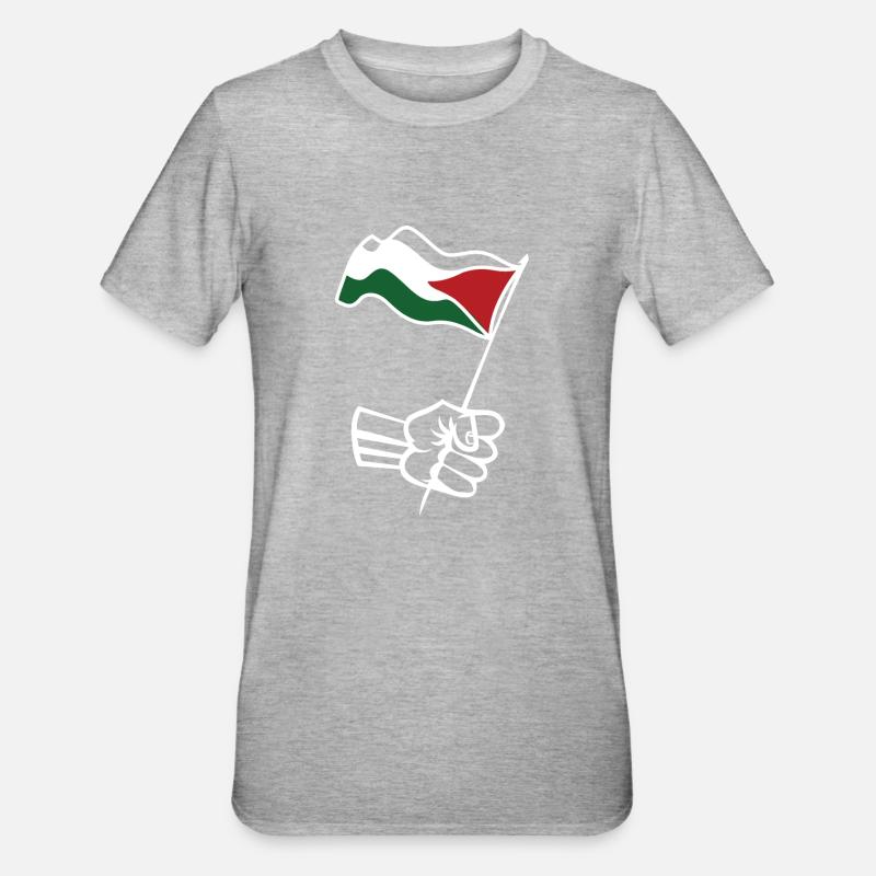 drapeau de la Palestine - T-shirt polycoton Unisexe - gris chiné