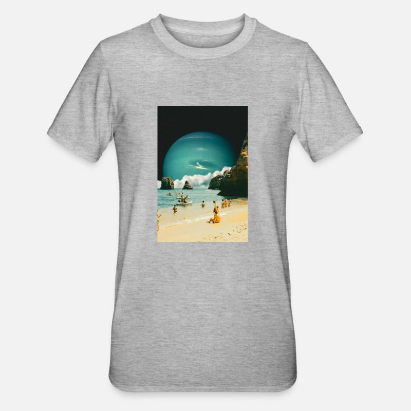 Plage de l’espace - T-shirt polycoton Unisexe - gris chiné