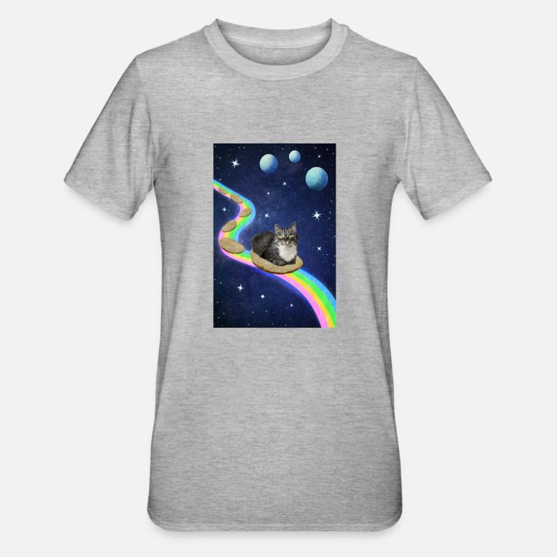 Chat mignon dans l’espace - T-shirt polycoton Unisexe - gris chiné