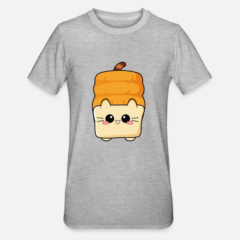 Toast Cat Kitty Bread Cat - Maglietta unisex, mix cotone e poliestere - grigio melange