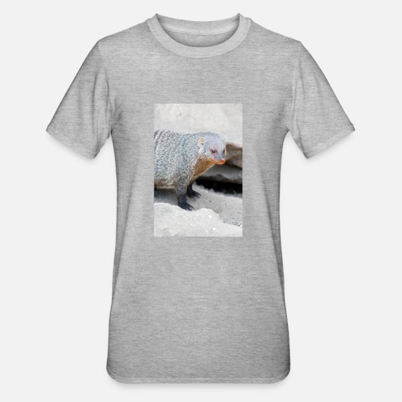 Gebänderte Manguste oder Zebramanguste - Unisex Polycotton T-Shirt - Grau meliert