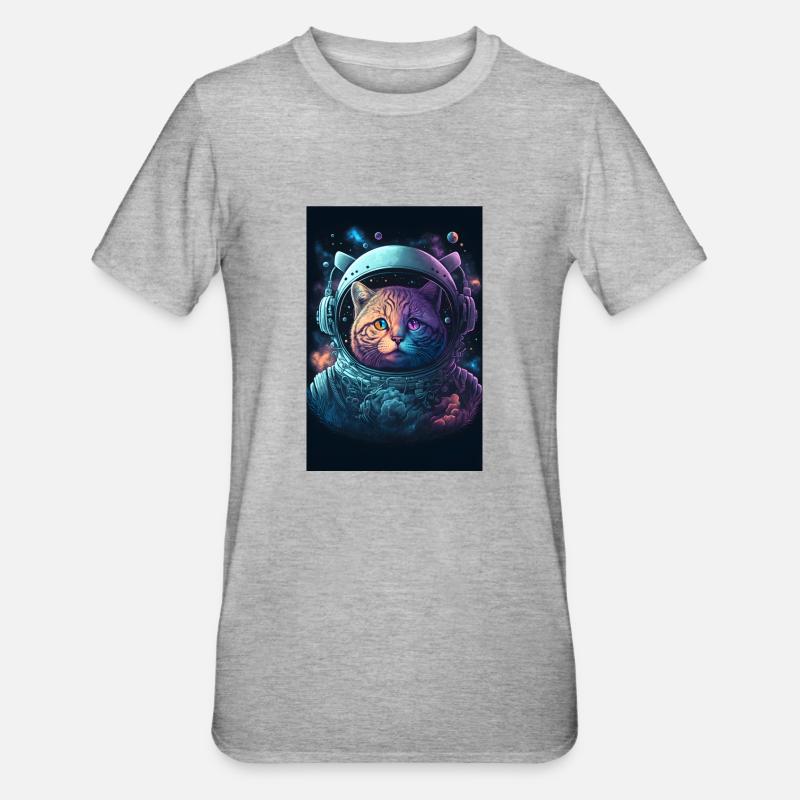 Chat de l’espace - T-shirt polycoton Unisexe - gris chiné