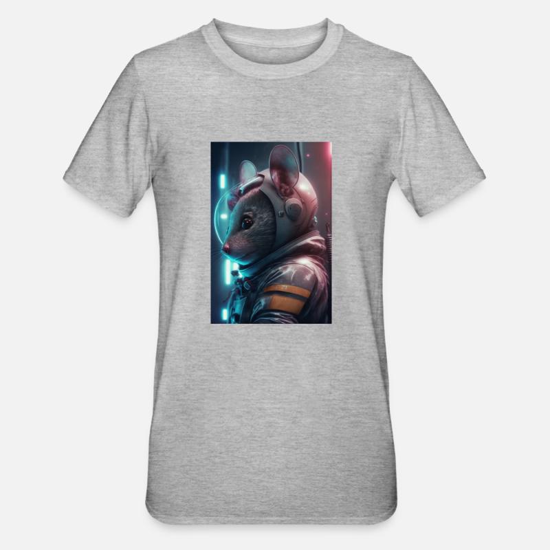 Souris dans l’espace - T-shirt polycoton Unisexe - gris chiné