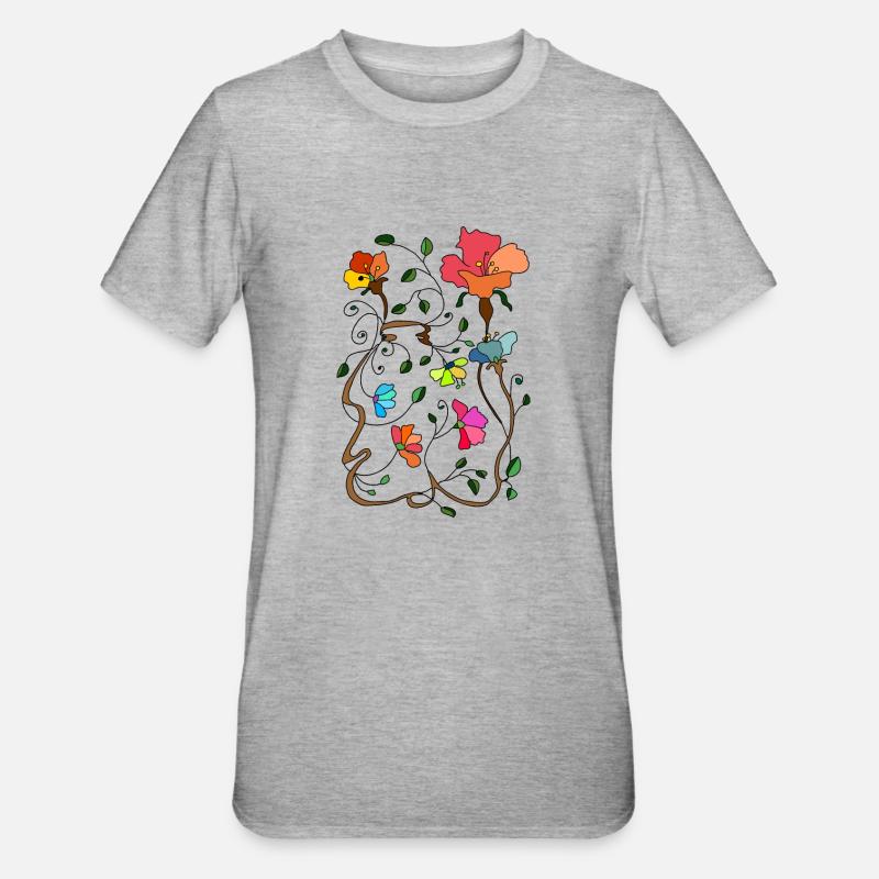 Fleur - T-shirt polycoton Unisexe - gris chiné