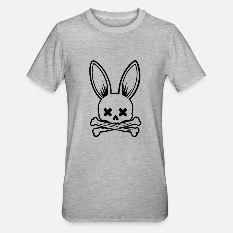 Rabbit Skull Skeleton - Unisex Polycotton T-Shirt - heather grey