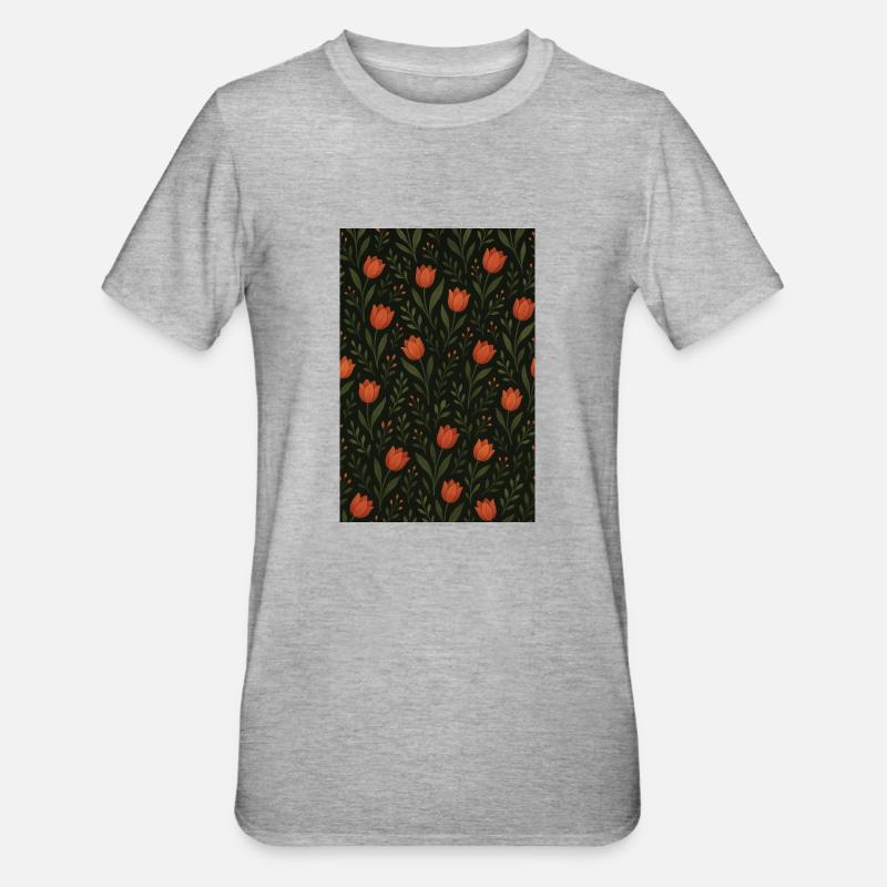 Tulip Pattern - Unisex Polycotton T-Shirt - heather grey