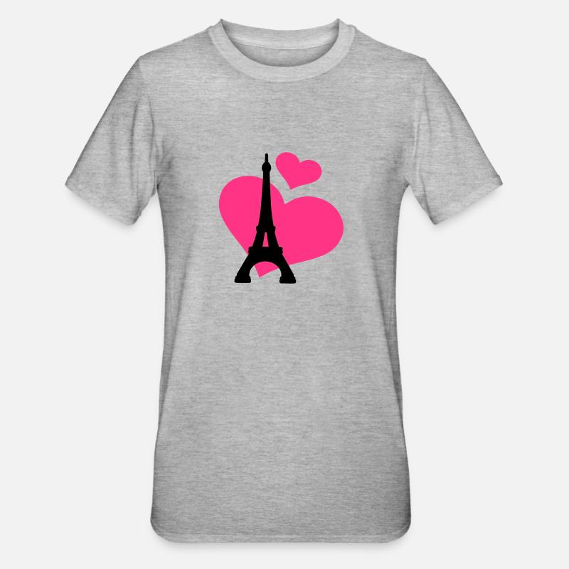 Tour Eiffel Paris - T-shirt polycoton Unisexe - gris chiné