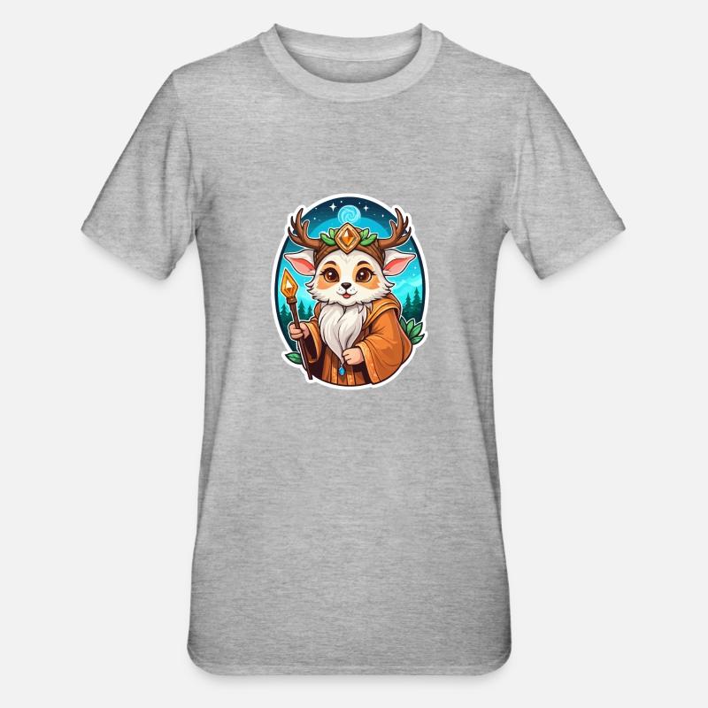 Druide Mignon Illustration - T-shirt polycoton Unisexe - gris chiné