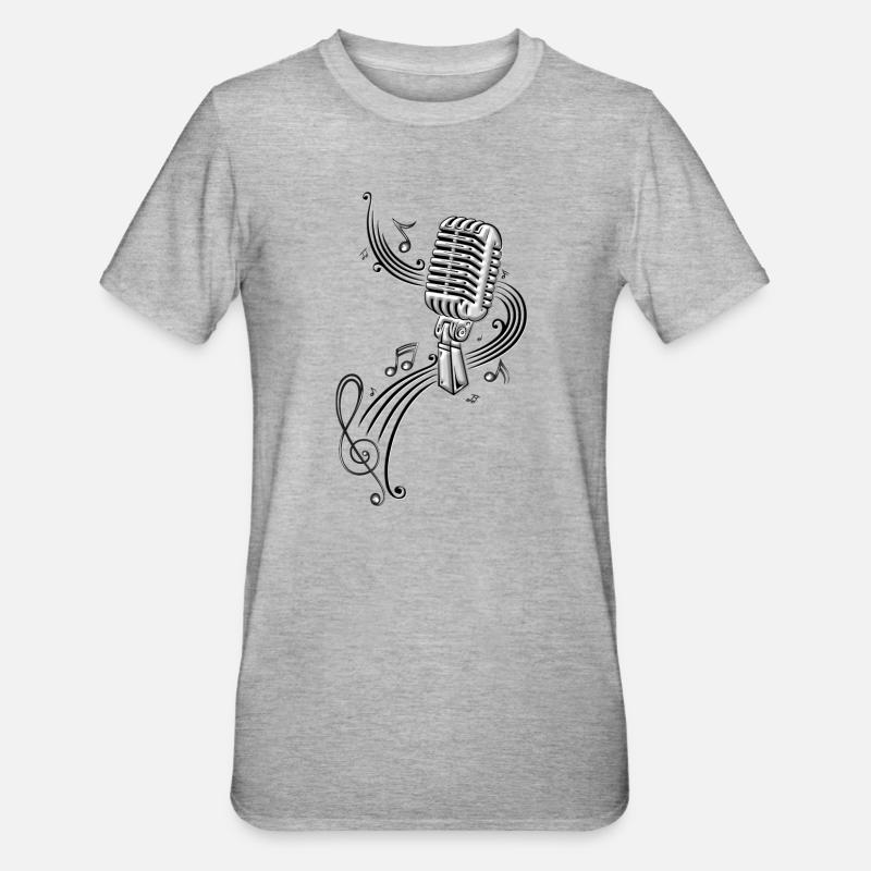 Microphone Microphone Micro music clef - Unisex Polycotton T-Shirt - heather grey