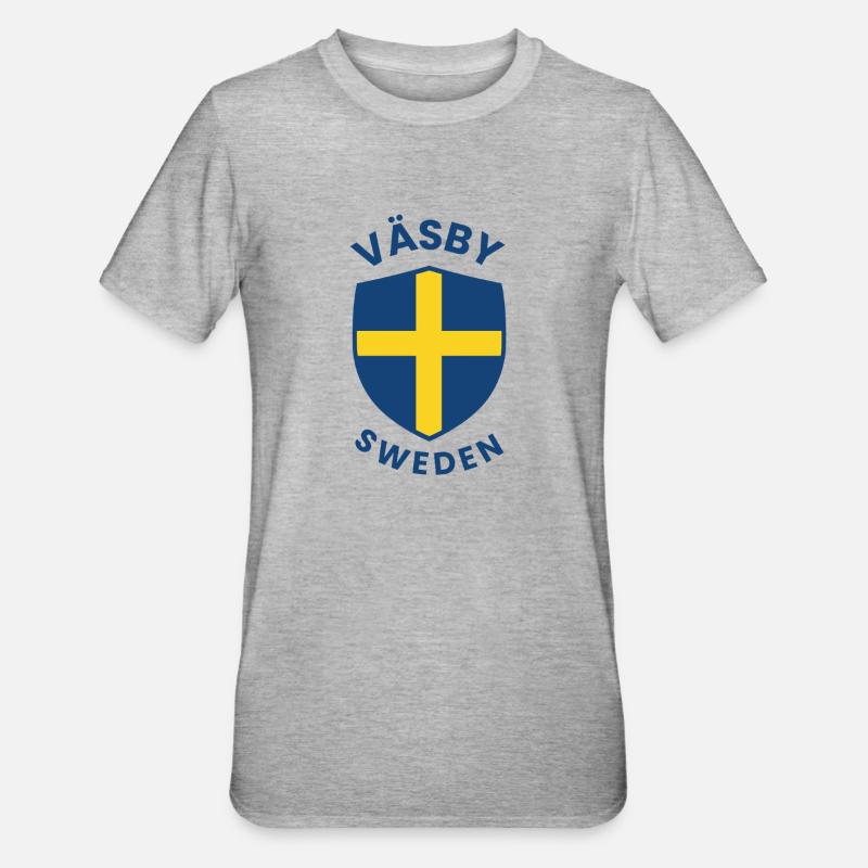 Emblème du bouclier de Väsby Suède - T-shirt polycoton Unisexe - gris chiné