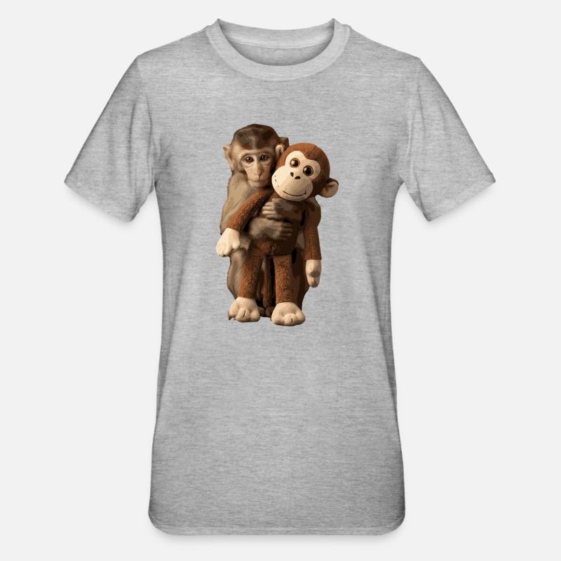 Souvenir d’idée cadeau Viral Punch Monkey - T-shirt polycoton Unisexe - gris chiné