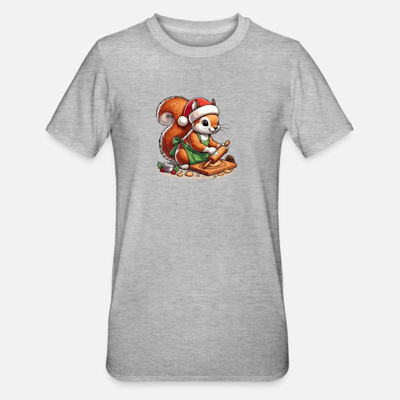 Baking Squirrel - Unisex Polycotton T-Shirt - heather grey