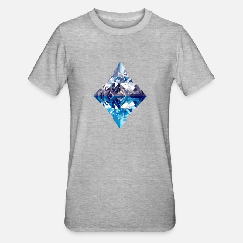 Low Poly Mountain Abstract with Reflection in Water - Unisex Polycotton T-Shirt - heather grey