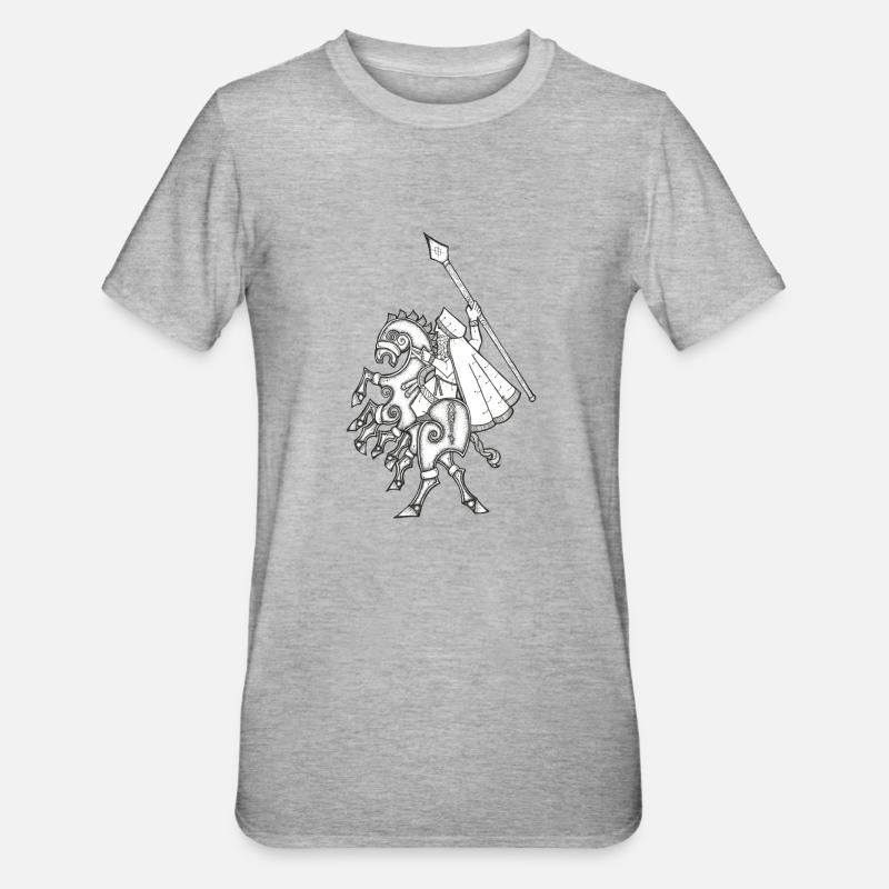 Odin, chevauchant Sleipnir - T-shirt polycoton Unisexe - gris chiné