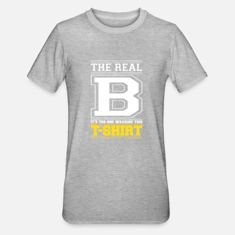 INITIAL B - LETTER B - Unisex Polycotton T-Shirt - heather grey