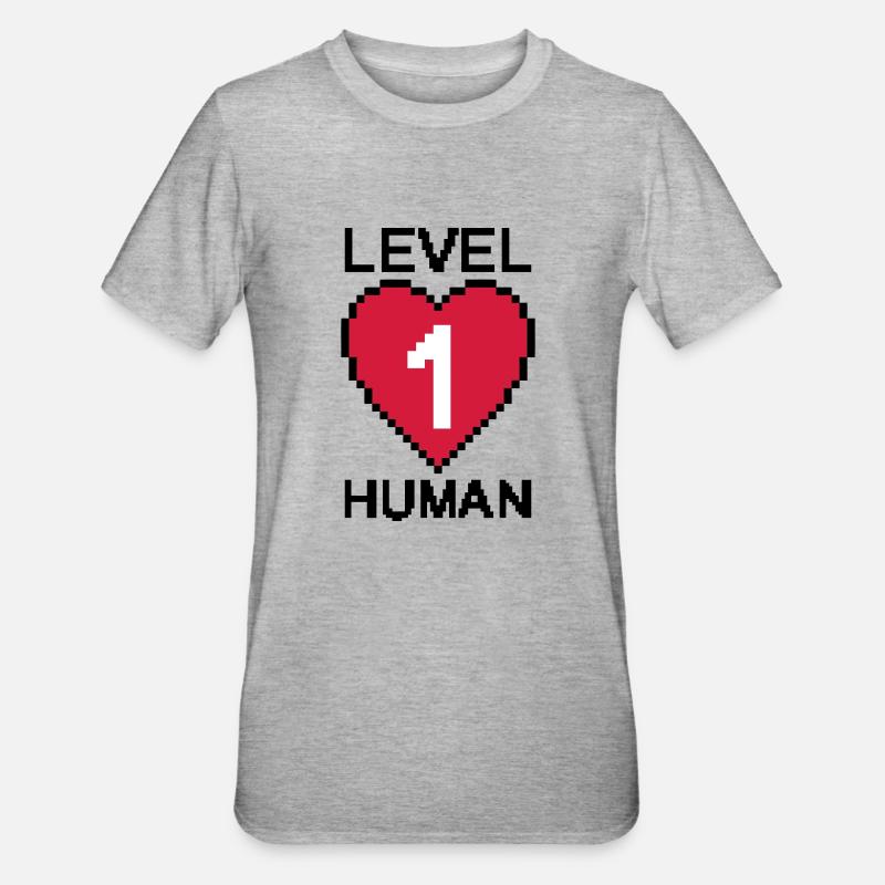 Herz Level 1 - Unisex Polycotton T-Shirt - Grau meliert
