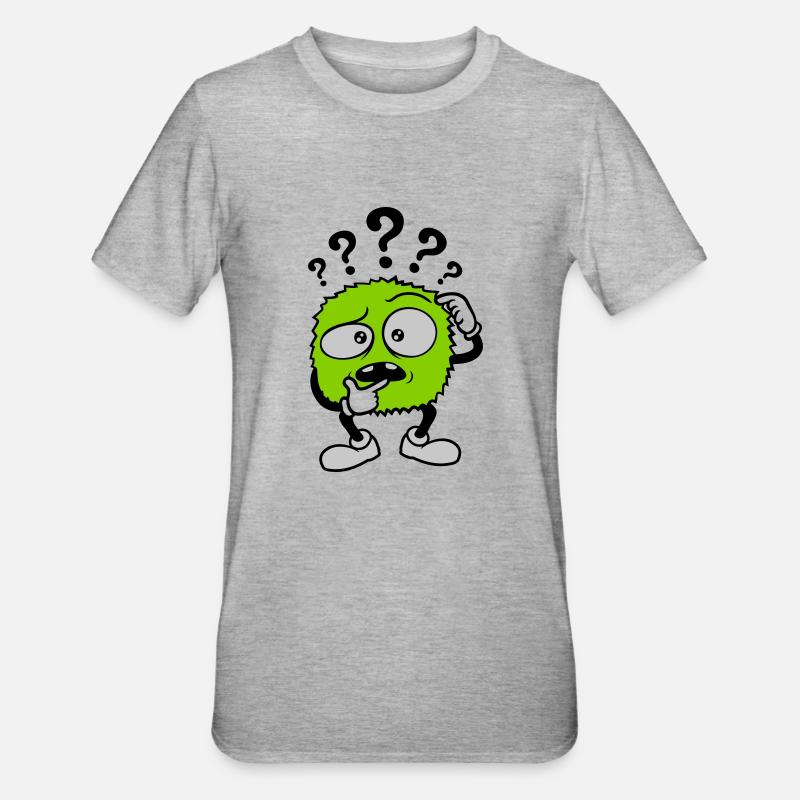 Point d’interrogation visage sceptique comique - T-shirt polycoton Unisexe - gris chiné