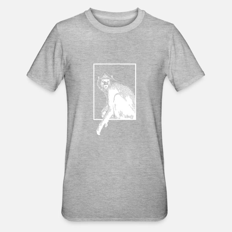 Monkey HanumanLangure - Unisex Polycotton T-Shirt - Grau meliert