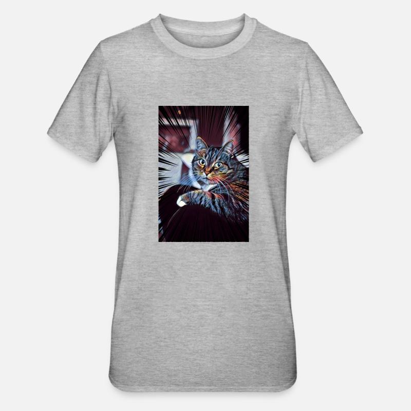 Süße Katze Comic - Unisex Polycotton T-Shirt - Grau meliert