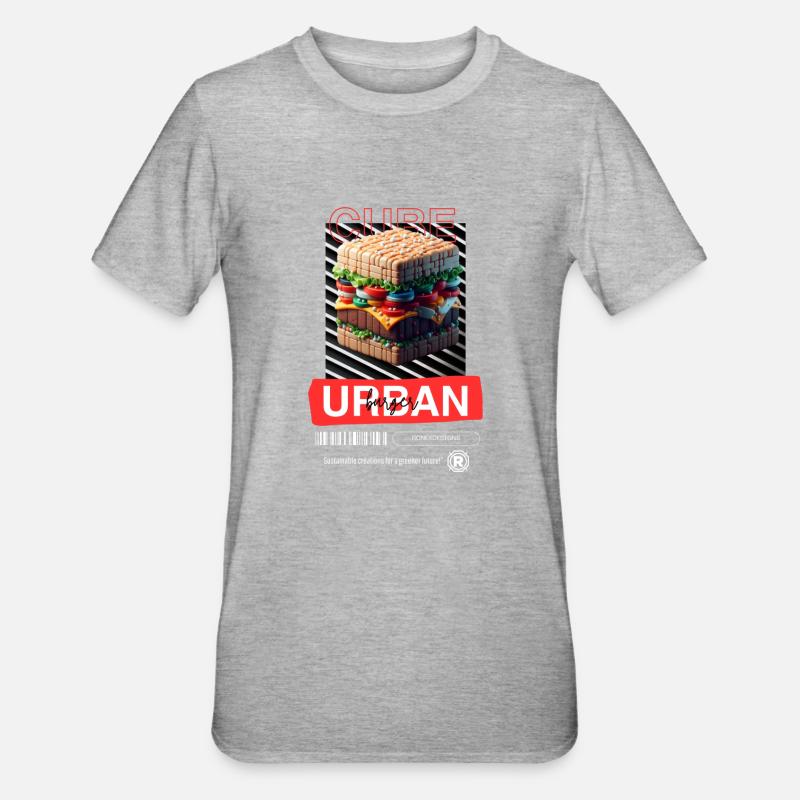 Cube Burger - T-shirt polycoton Unisexe - gris chiné