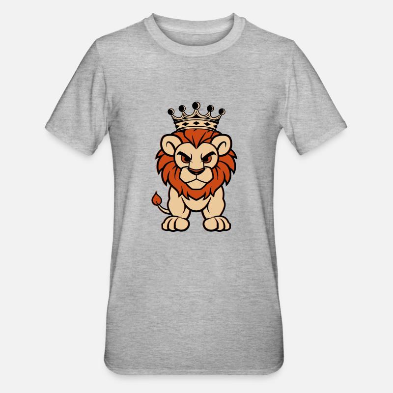 Lion Comic Crown - Unisex Polycotton T-Shirt - heather grey