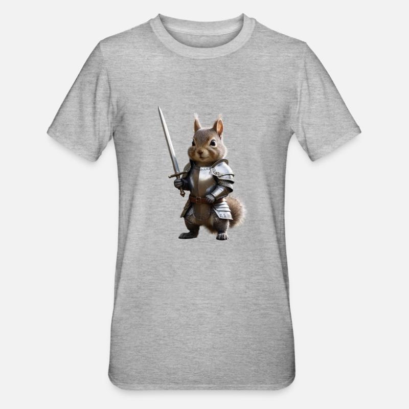 écureuil chevalier épée 1 - T-shirt polycoton Unisexe - gris chiné