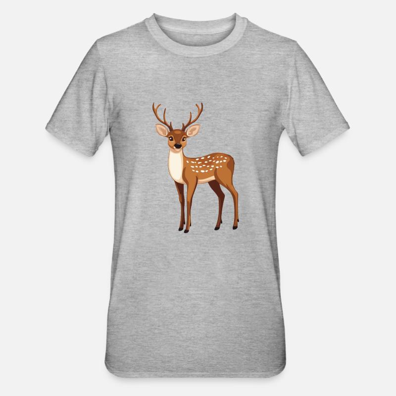 stolzer Hirsch - Unisex Polycotton T-Shirt - Grau meliert