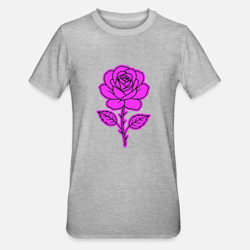 Rose Kontur - Unisex Polycotton T-Shirt - Grau meliert