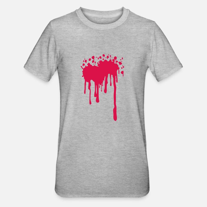 Blutfleck5 - Unisex Polycotton T-Shirt - Grau meliert