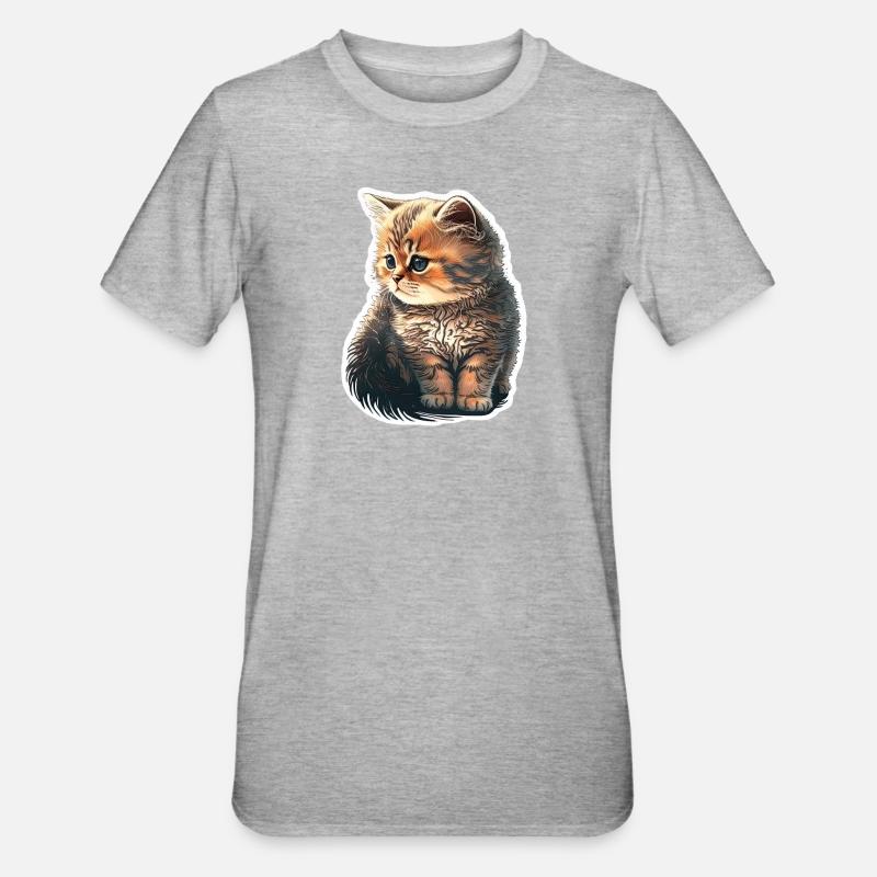 Chaton mignon - T-shirt polycoton Unisexe - gris chiné