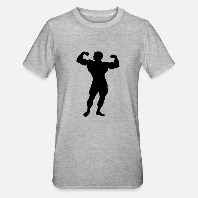 Bodybuilder silhouette - Unisex Polycotton T-Shirt - heather grey
