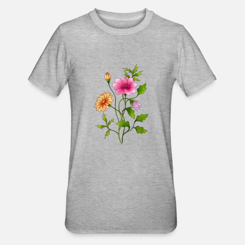 Blumen - Unisex Polycotton T-Shirt - Grau meliert
