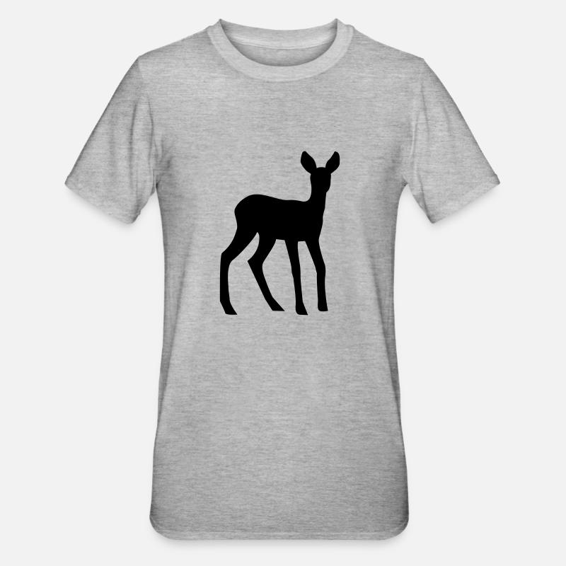 Reh - Rehkitz - Unisex Polycotton T-Shirt - Grau meliert