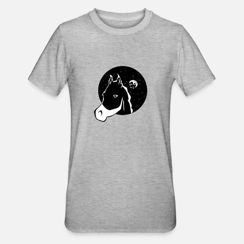 Cheval avec la lune - T-shirt polycoton Unisexe - gris chiné