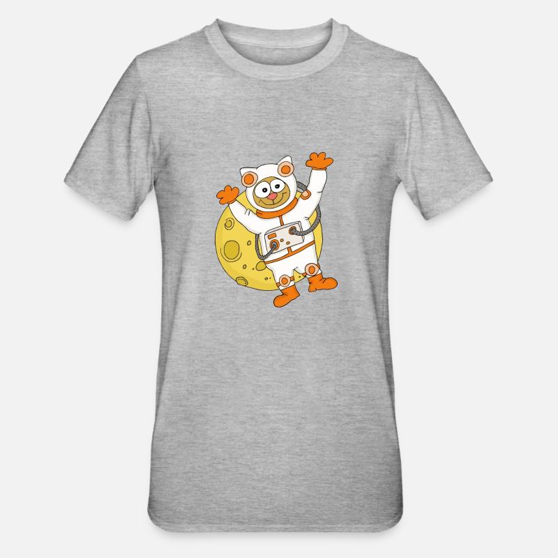 Chat astronaute - T-shirt polycoton Unisexe - gris chiné