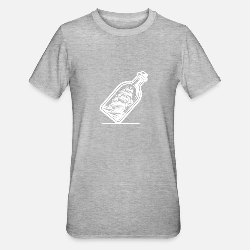 Bottle ship Sailing ship with set sails - Unisex Polycotton T-Shirt - heather grey