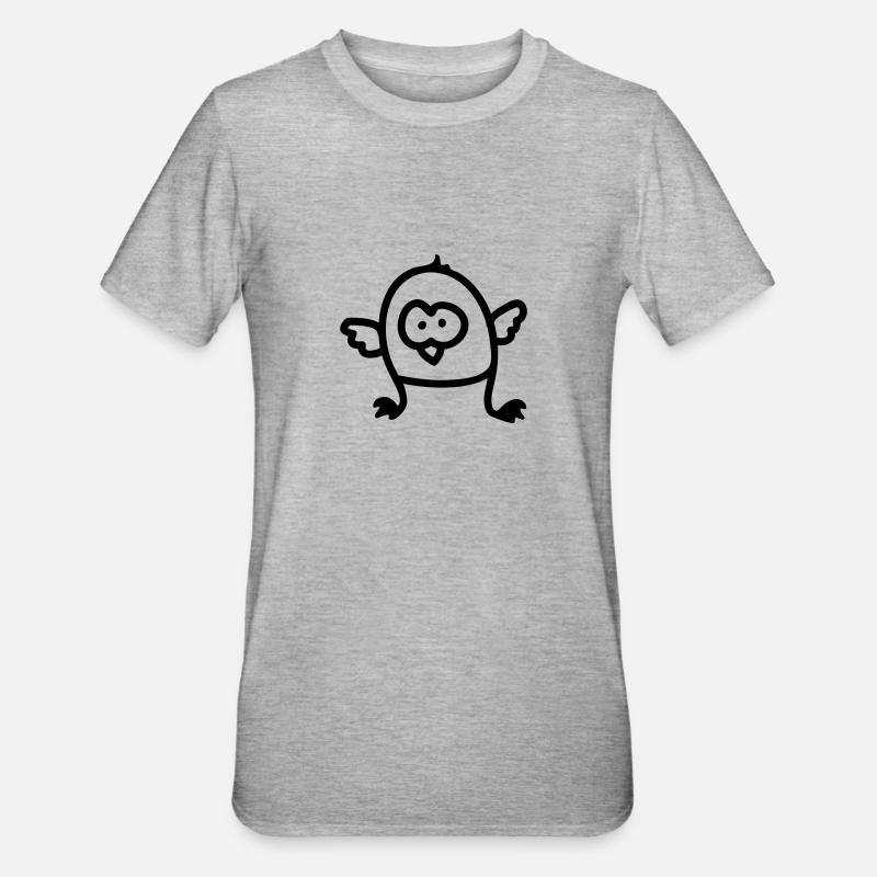 Kleiner Vogel - Line - Unisex Polycotton T-Shirt - Grau meliert