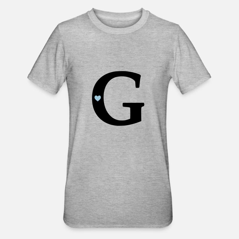 Buchstabe G Anfangsbuchstabe - Unisex Polycotton T-Shirt - Grau meliert