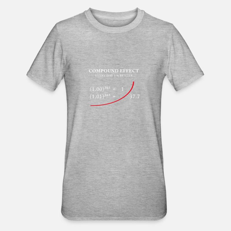 Compound Effect – Jeden Tag 1% besser - Unisex Polycotton T-Shirt - Grau meliert
