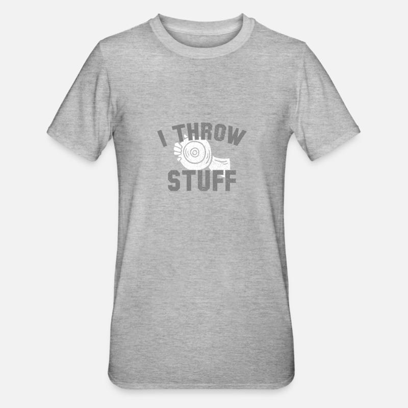 I Throw Stuff Discus Athlete - Unisex Polycotton T-Shirt - Grau meliert