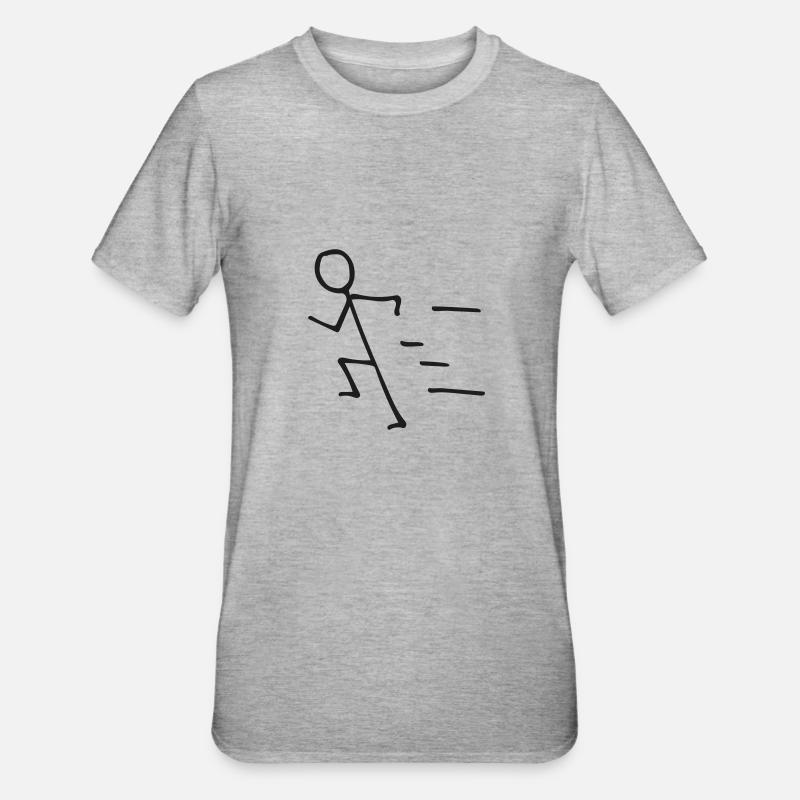 Strichmännchen Marathonläufer Triathlet - Unisex Polycotton T-Shirt - Grau meliert