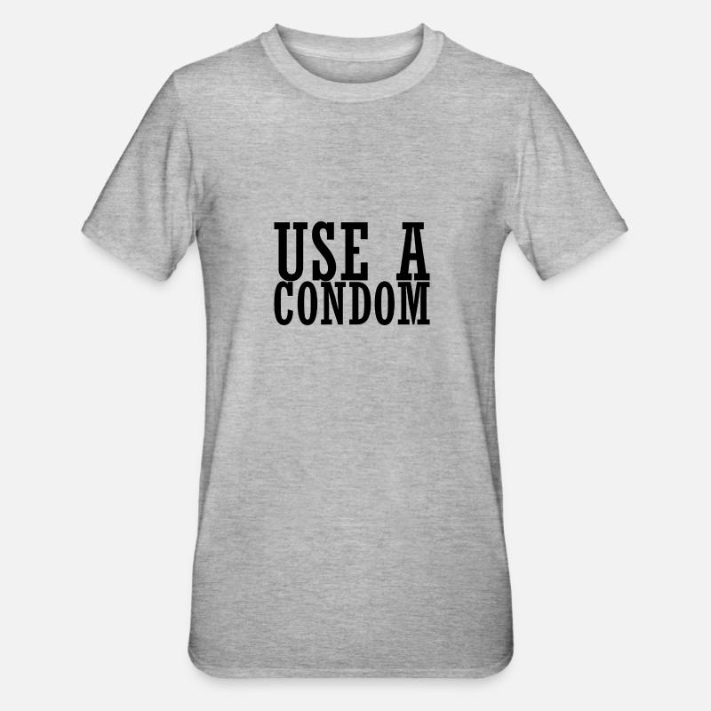 Utilisation sarcastique d’un préservatif - T-shirt polycoton Unisexe - gris chiné