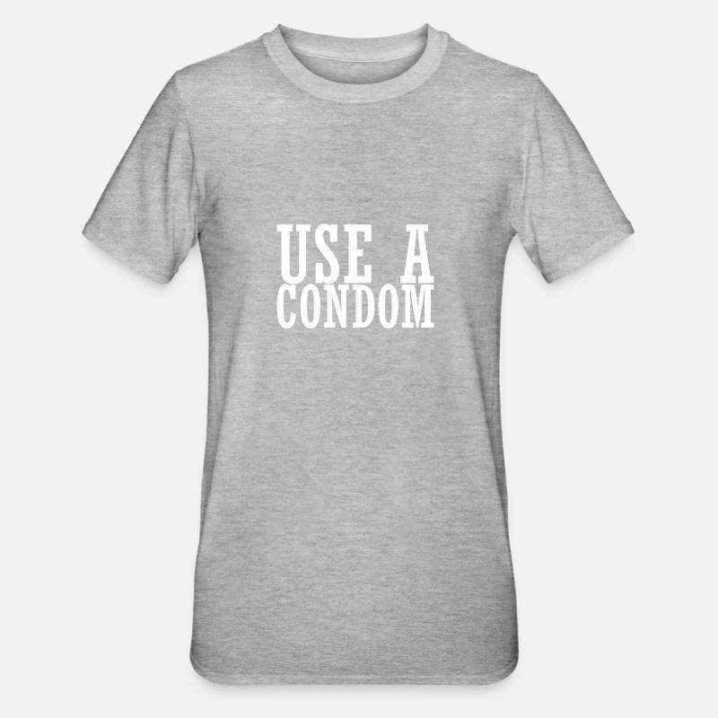 Utilisation sarcastique d’un préservatif - T-shirt polycoton Unisexe - gris chiné