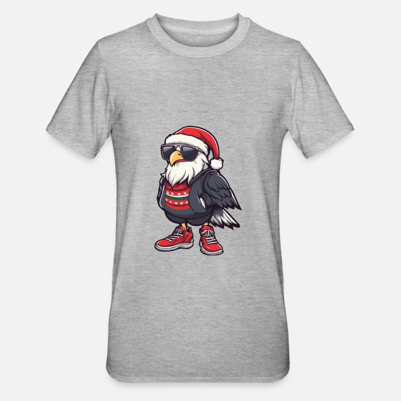 Eagle Christmas Comic Cool - Unisex Polycotton T-Shirt - heather grey